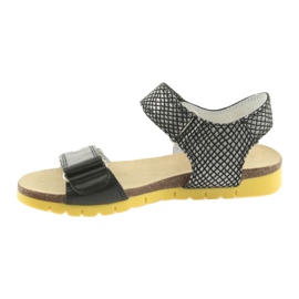 Bartek Sandalias de cuero para niñas 59183 Negro con patrón 2
