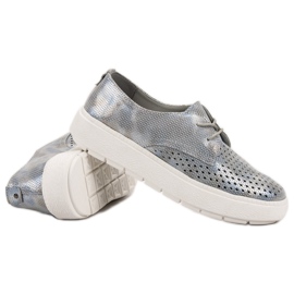 Goodin Zapatos de cuero ligero gris 3