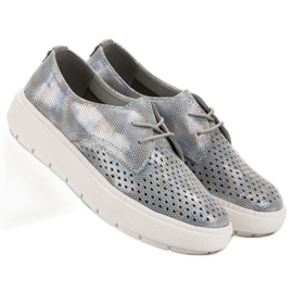 Goodin Zapatos de cuero ligero gris 4