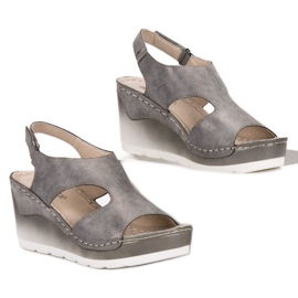 Goodin Sandalias de cuña cómodas gris 5