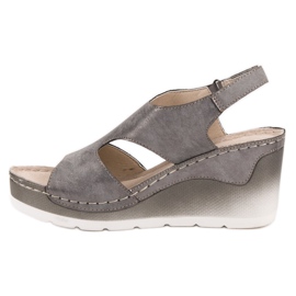 Goodin Sandalias de cuña cómodas gris 3