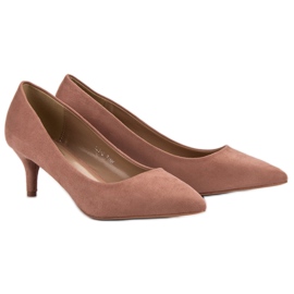 SHELOVET Tacones de ante en polvo rosado 6
