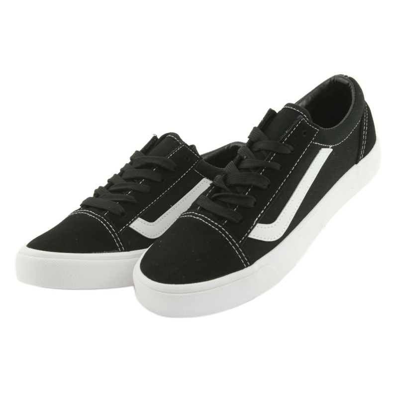 Atletico Zapatillas AlaVans negras con lazo blanco negro 3
