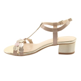 Sandalias de mujer Gamis 3661 rayas beige marrón amarillo 2