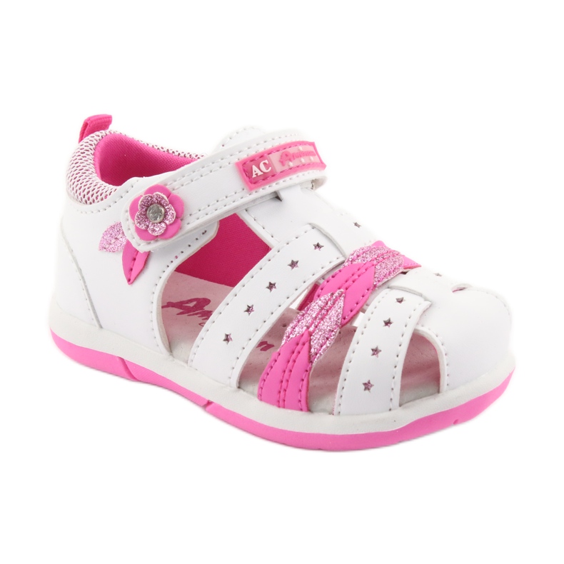 American Club Sandalias de niña American DR18 blanco rosado 1 American Club Sandalias de niña American DR18 blanco rosado 1