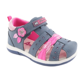American Club Sandalias de mezclilla American DR18 para niña azul rosado 1 American Club Sandalias de mezclilla American DR18 para niña azul rosado 1
