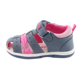 American Club Sandalias de mezclilla American DR18 para niña azul rosado 2