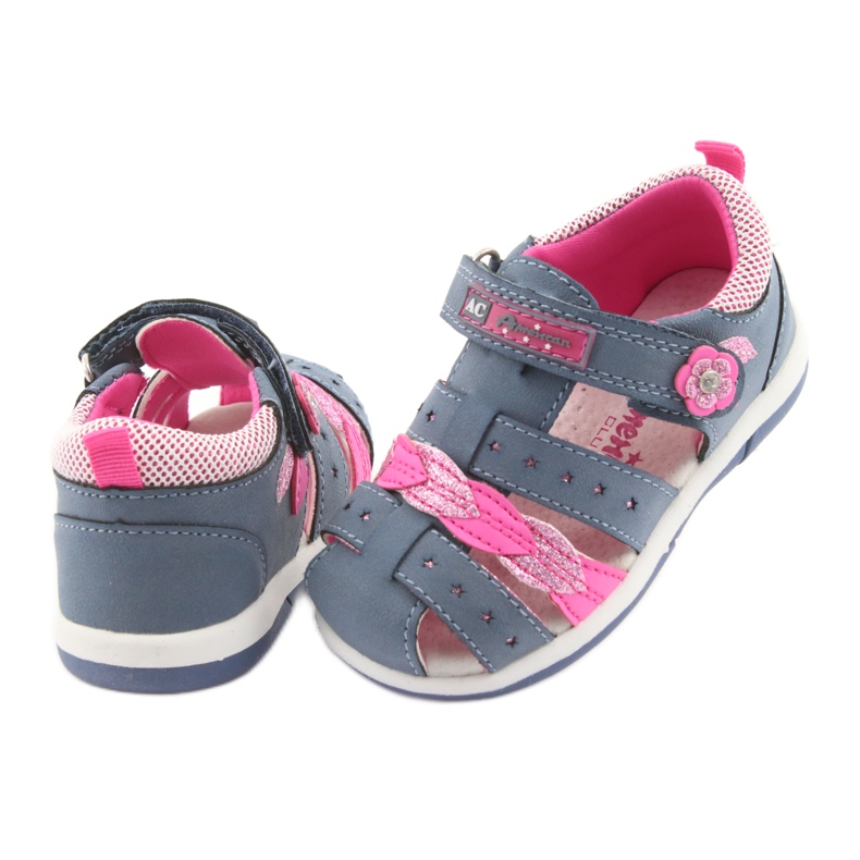 American Club Sandalias de mezclilla American DR18 para niña azul rosado 4 American Club Sandalias de mezclilla American DR18 para niña azul rosado 4
