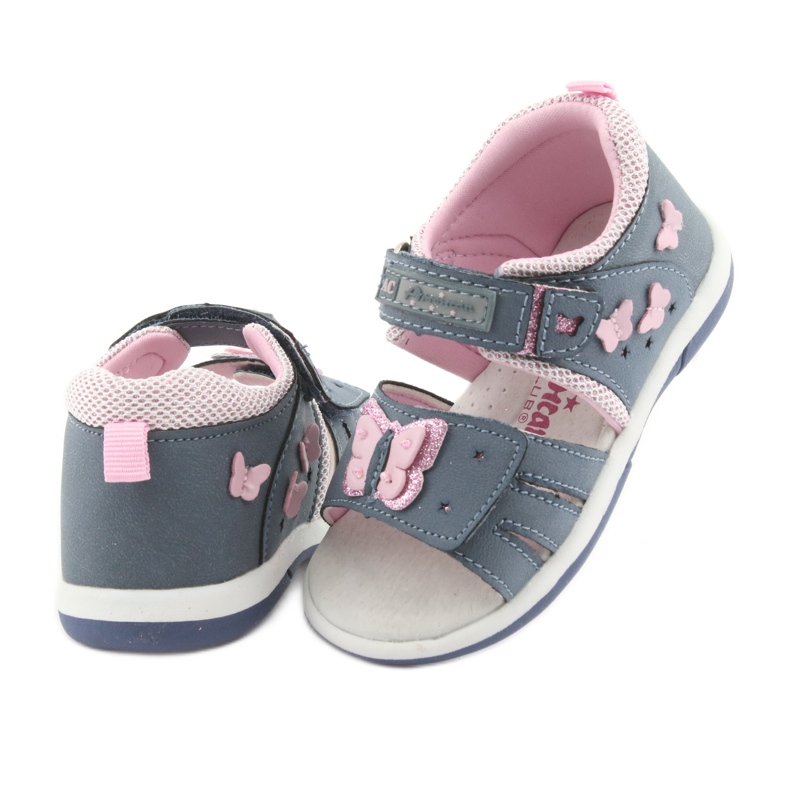 American Club Sandalias American DR19 Denim Butterfly para niña azul rosado 4 American Club Sandalias American DR19 Denim Butterfly para niña azul rosado 4