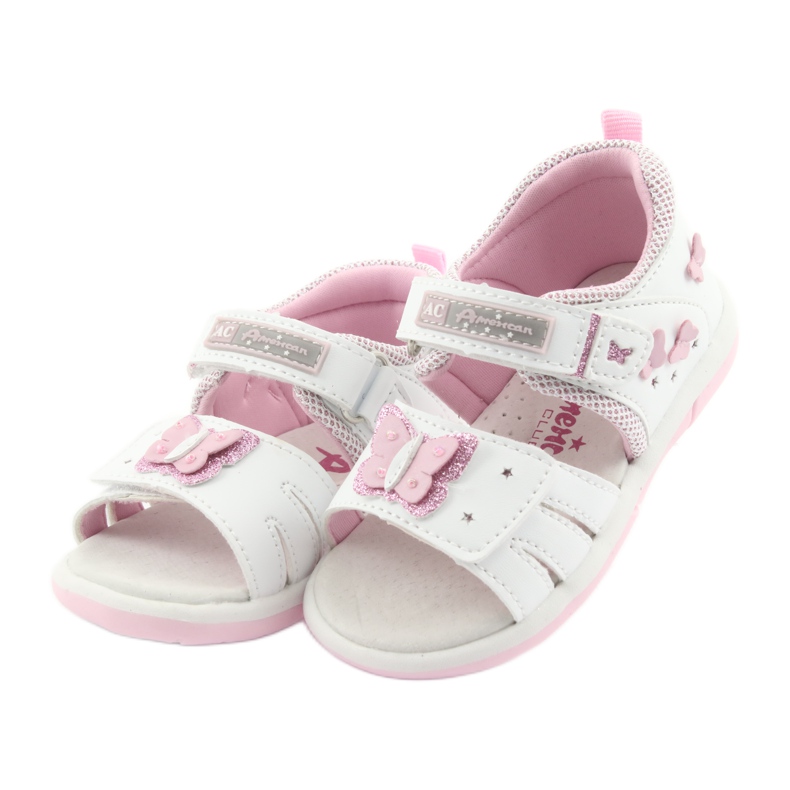 American Club Sandalias de niña American DR19 white butterfly blanco rosado 3 American Club Sandalias de niña American DR19 white butterfly blanco rosado 3