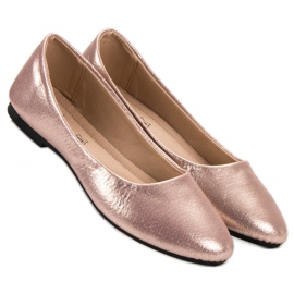 SHELOVET Bailarinas brillantes en oro rosa rosado 3