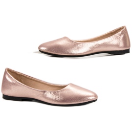 SHELOVET Bailarinas brillantes en oro rosa rosado 4