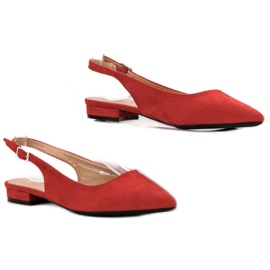SHELOVET Bailarinas de gamuza de moda rojo 1