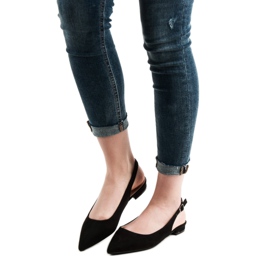 SHELOVET Bailarinas de gamuza de moda negro 6