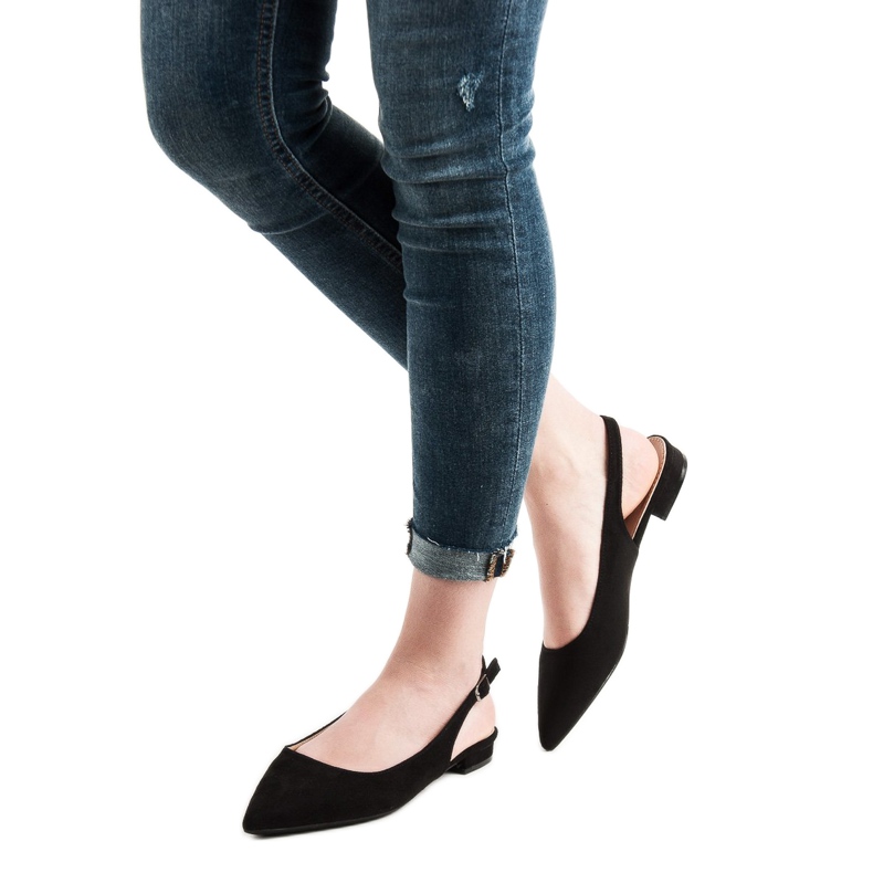 SHELOVET Bailarinas de gamuza de moda negro 1