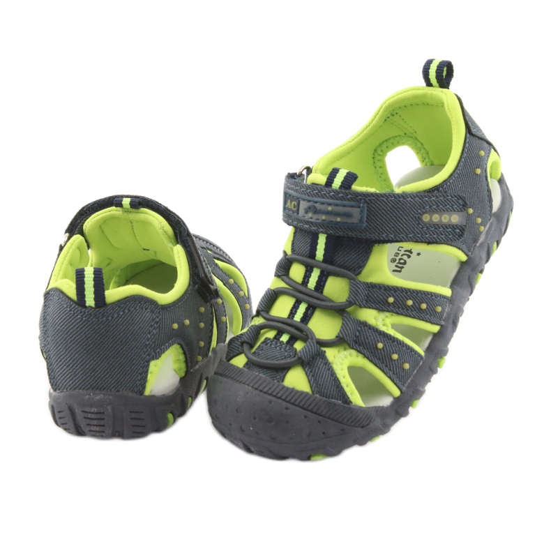 Sandalias con velcro American Club DR11 para niño verde azul marino 4