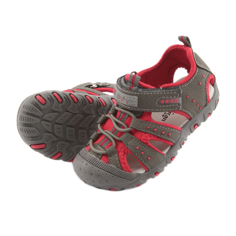 Sandalias con velcro American Club DR11 para niño gris rojo 5