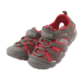 Sandalias con velcro American Club DR11 para niño gris rojo 3