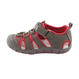 Sandalias con velcro American Club DR11 para niño gris rojo 2