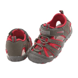 Sandalias con velcro American Club DR11 para niño gris rojo 4
