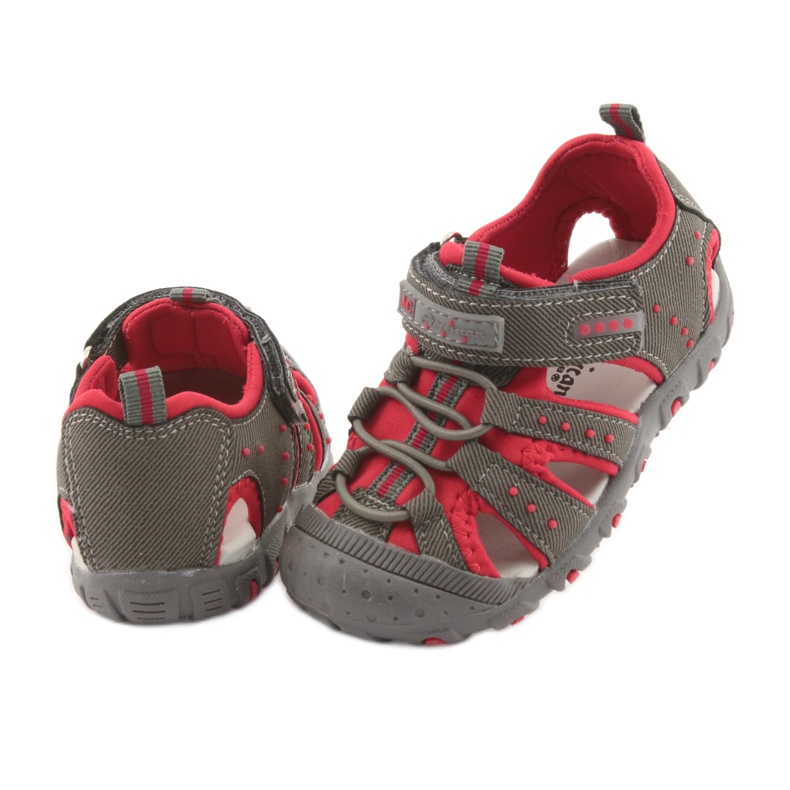 Sandalias con velcro American Club DR11 para niño gris rojo 4