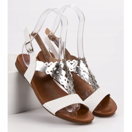 Kylie Sandalias planas con estilo blanco 1