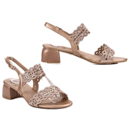 Kylie Sandalias de tacón con estilo dorado 1