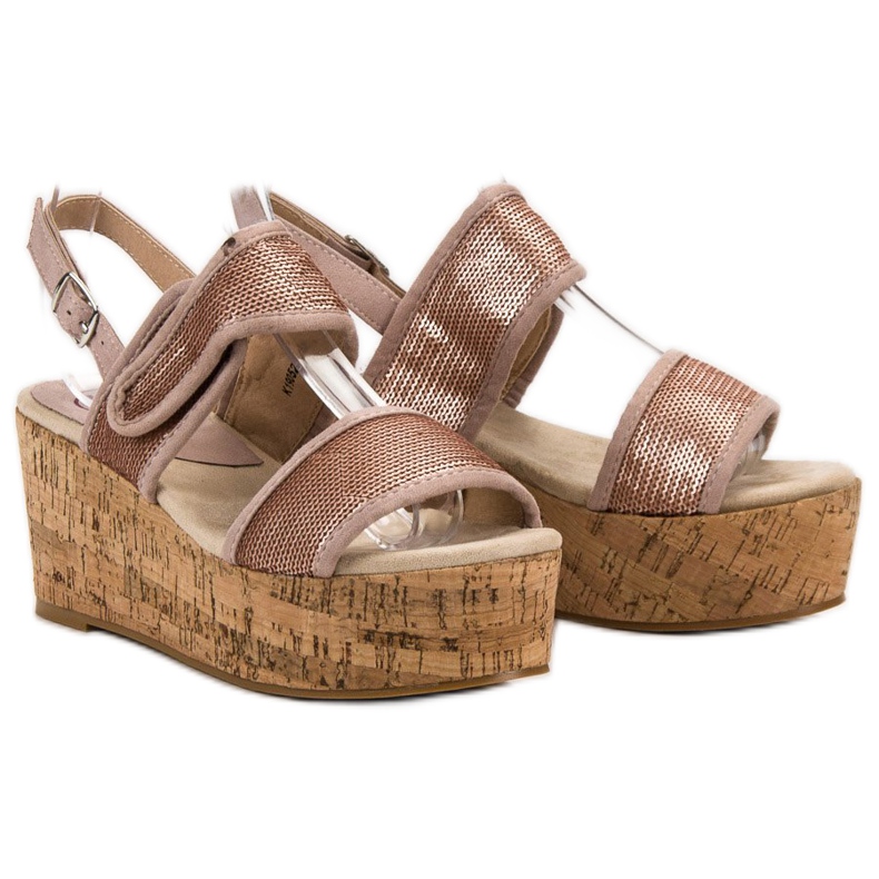 Kylie Sandalias con velcro rosado 1