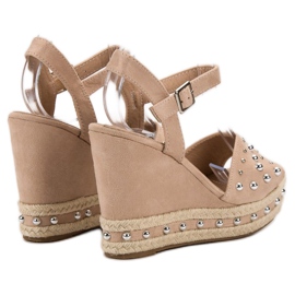 SHELOVET Sandalias con diamantes de imitación marrón 6