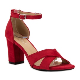 Best Shoes Sandalias de ante rojas rojo 4