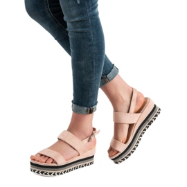 Primavera Sandalias de cuña boho rosa 2