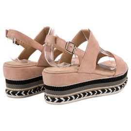 Primavera Sandalias de cuña boho rosado 5