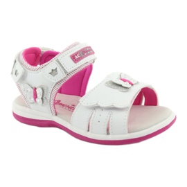 American Club Sandalias para niñas con mariposa DR09 Inserto de cuero blanco/rosa 1