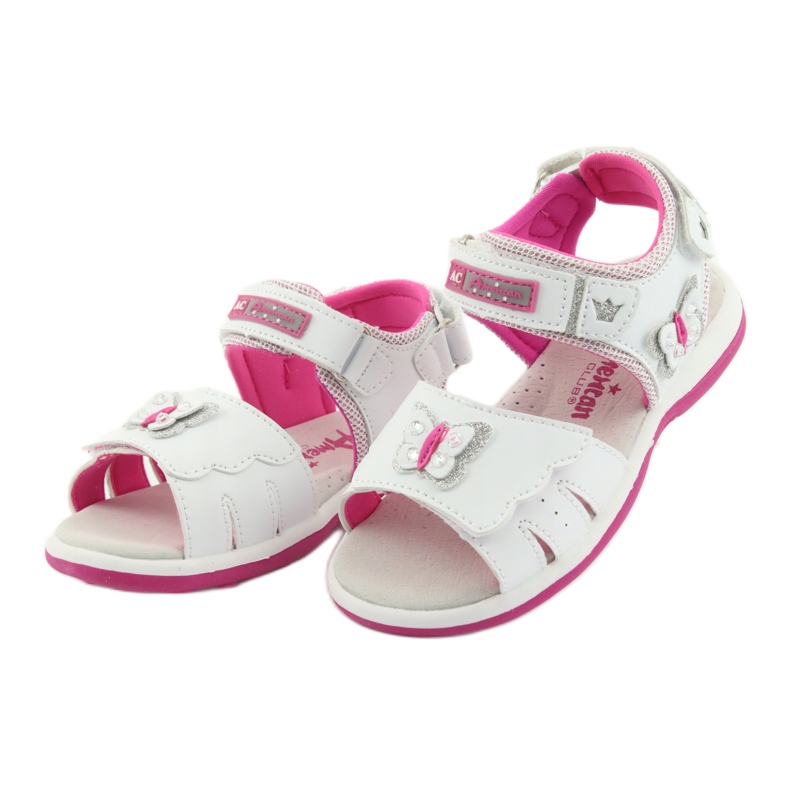 American Club Sandalias para niñas con mariposa DR09 Inserto de cuero blanco/rosa 3 American Club Sandalias para niñas con mariposa DR09 Inserto de cuero blanco/rosa 3