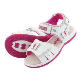 American Club Sandalias para niñas con mariposa DR09 Inserto de cuero blanco/rosa 4