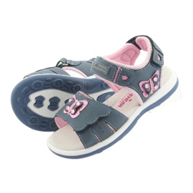 American Club Sandalias de niña American DR09 denim butterfly azul rosado 4