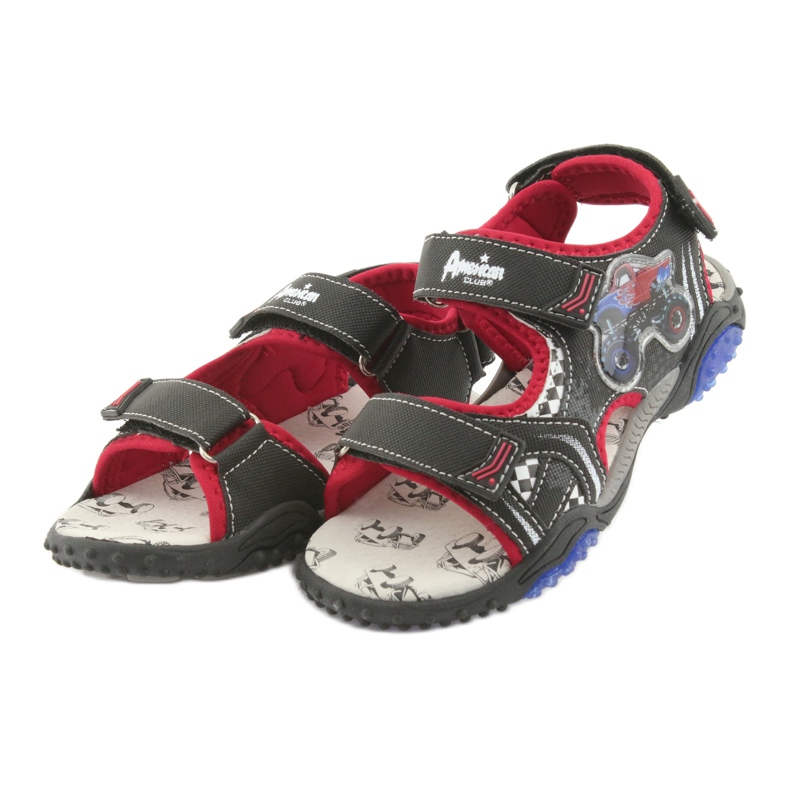 American Club Sandalias Monster Truck HL18 Inserto de cuero negro/rojo 3 American Club Sandalias Monster Truck HL18 Inserto de cuero negro/rojo 3