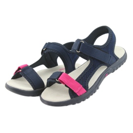 Sandalias con aplicación de cuero azul marino American Club RL10 rosa 3