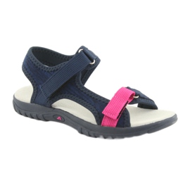 Sandalias con aplicación de cuero azul marino American Club RL10 rosado 1