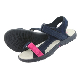 Sandalias con aplicación de cuero azul marino American Club RL10 rosa 4