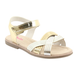 Sandalias metalizadas para niña American Club GC23 blanco gris amarillo 1