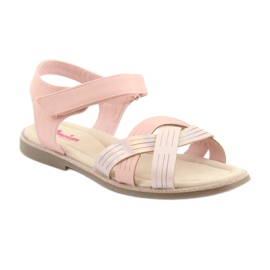Sandalias metalizadas para niña American Club GC23 rosado 1