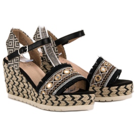 Aclys Sandalias en la cuña Etno negro 6