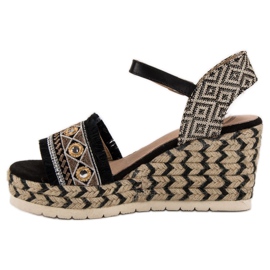 Aclys Sandalias en la cuña Etno negro 4