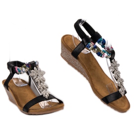 SHELOVET Sandalias con adornos negro 4