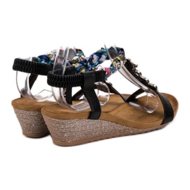 SHELOVET Sandalias con adornos negro 5
