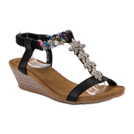 SHELOVET Sandalias con adornos negro 6