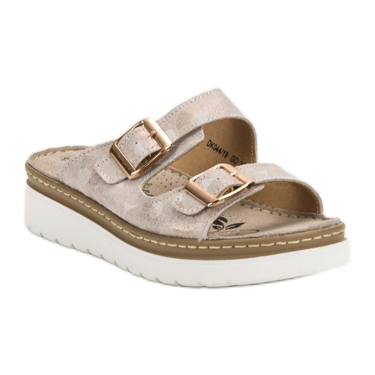 Filippo Cómodas pantuflas de cuero marrón amarillo 1