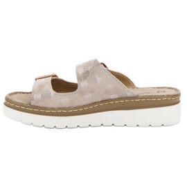 Filippo Cómodas pantuflas de cuero marrón amarillo 2