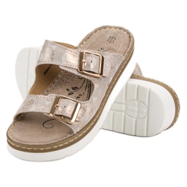 Filippo Cómodas pantuflas de cuero marrón amarillo 3
